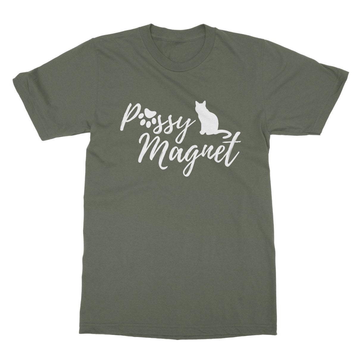 Pussy Magnet T-Shirt - Military Green - Funny T-Shirt