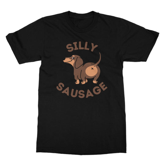 silly sausage dog t shirt black