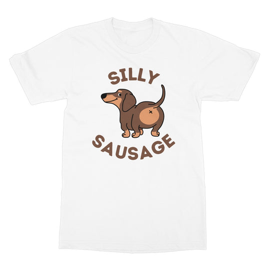 silly sausage dog t shirt white