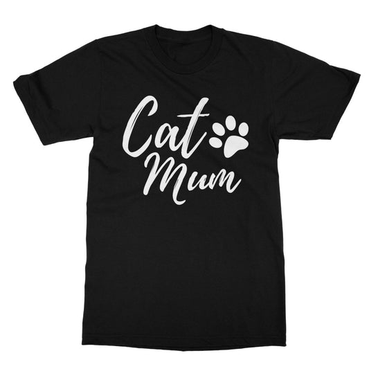 cat mum t shirt black