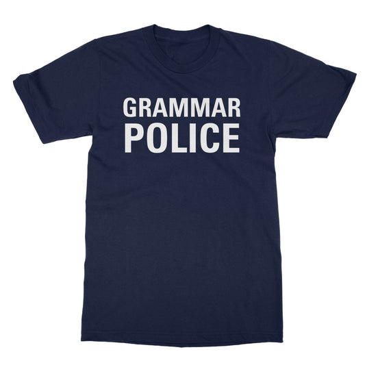 grammar police t shirt navy