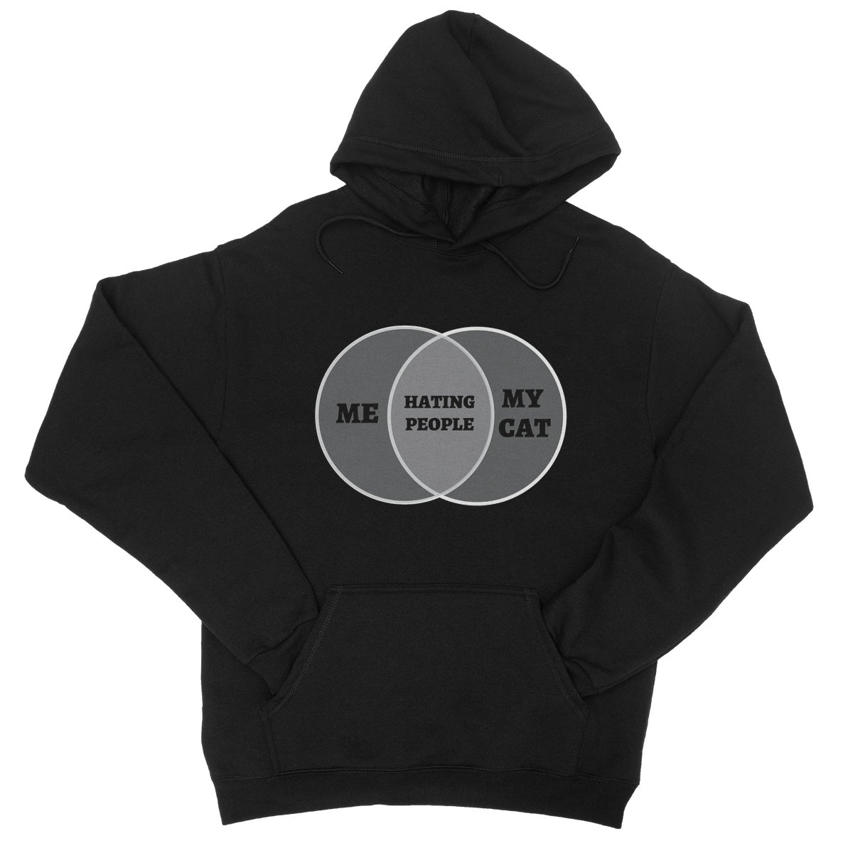 Me & My Cat Venn Diagram Hoodie - Jet Black - Funny Hoodie