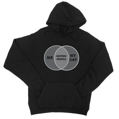 Me & My Cat Venn Diagram Hoodie - Jet Black - Funny Hoodie