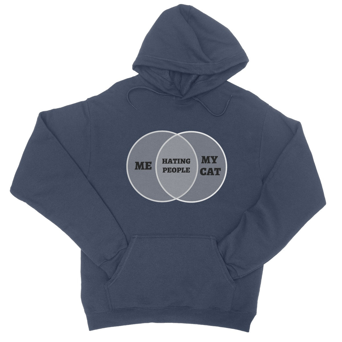 Me & My Cat Venn Diagram Hoodie - Oxford Navy - Funny Hoodie