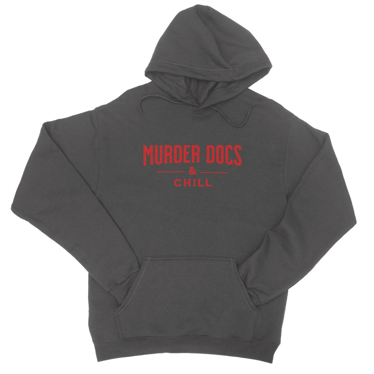 murder docs and chill hoodie grey