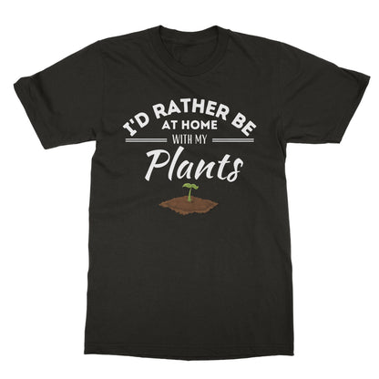 I'd Rather Be At Home With My Plants T-Shirt - Dark Chocolate - Funny T-Shirt