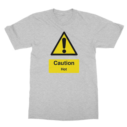 Caution Hot T-Shirt - Sport Grey - Funny T-Shirt