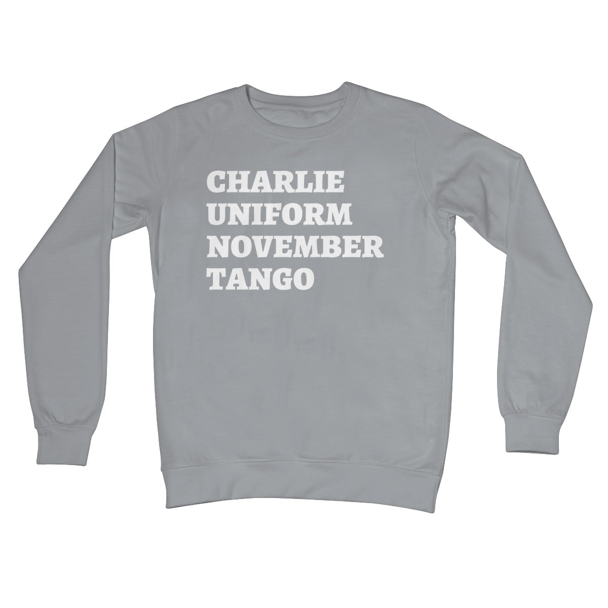 charlie uniform november tango jumper grey