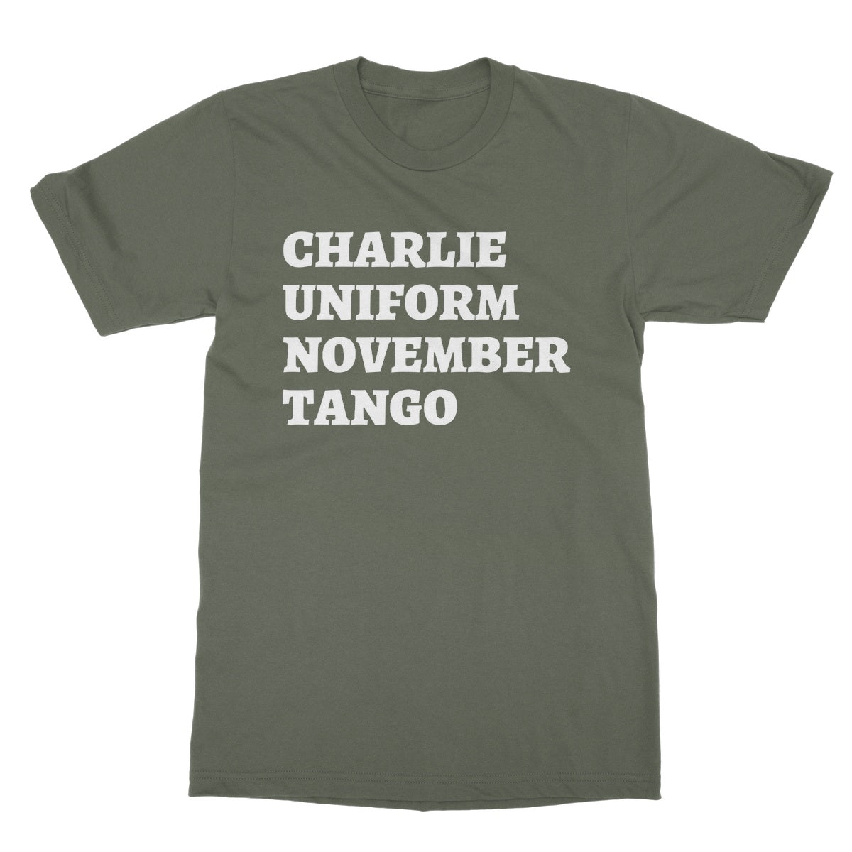 charlie uniform november tango t shirt green