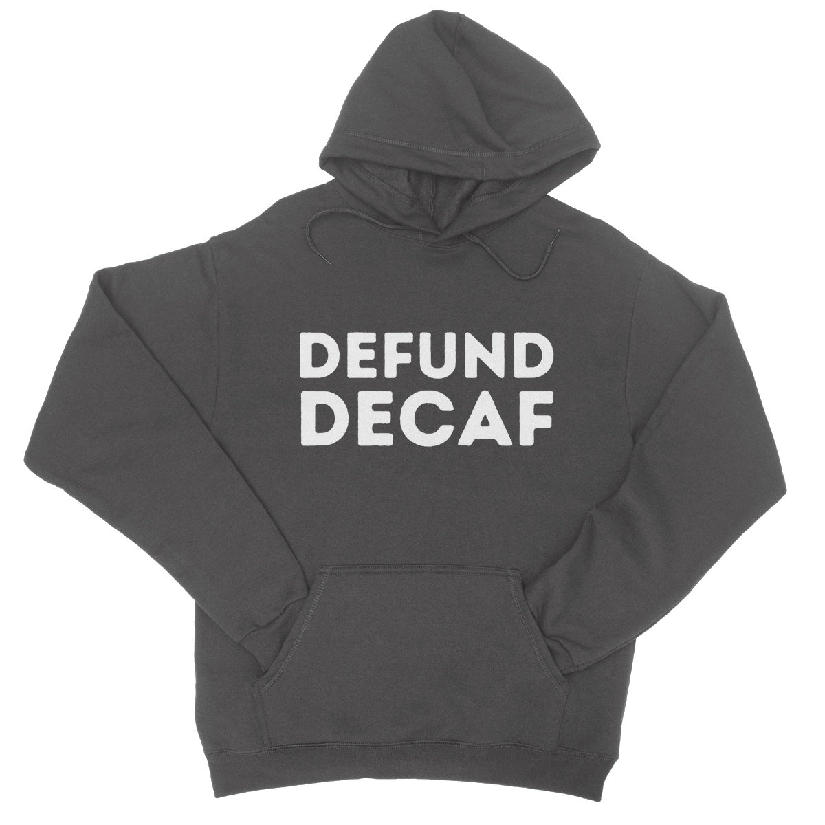 defund decaf hoodie grey