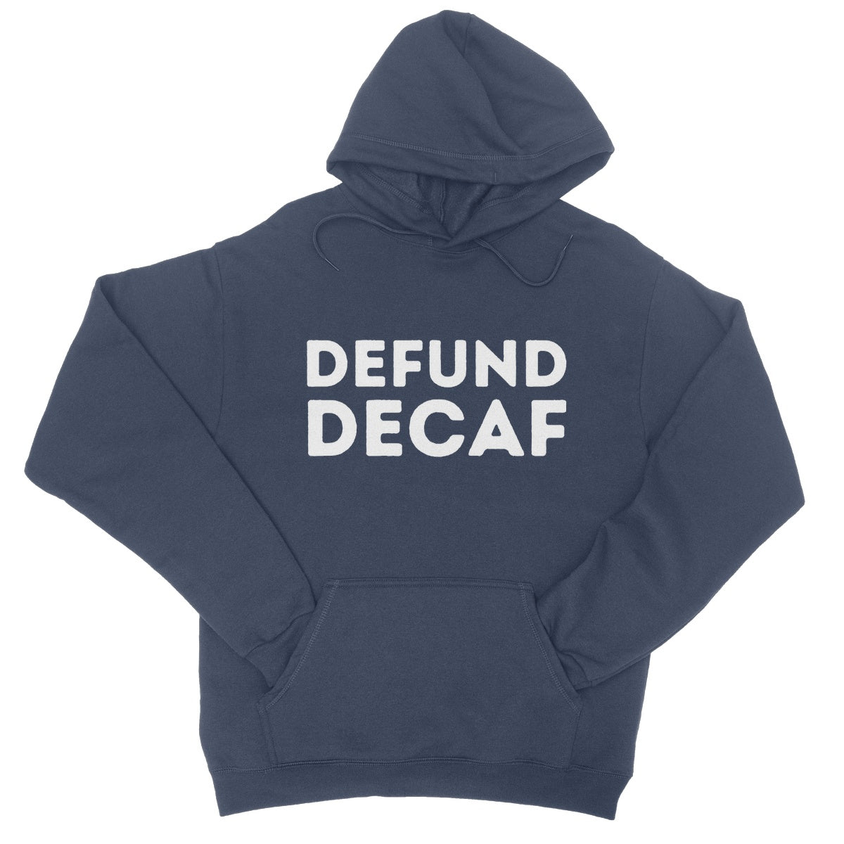 defund decaf hoodie navy