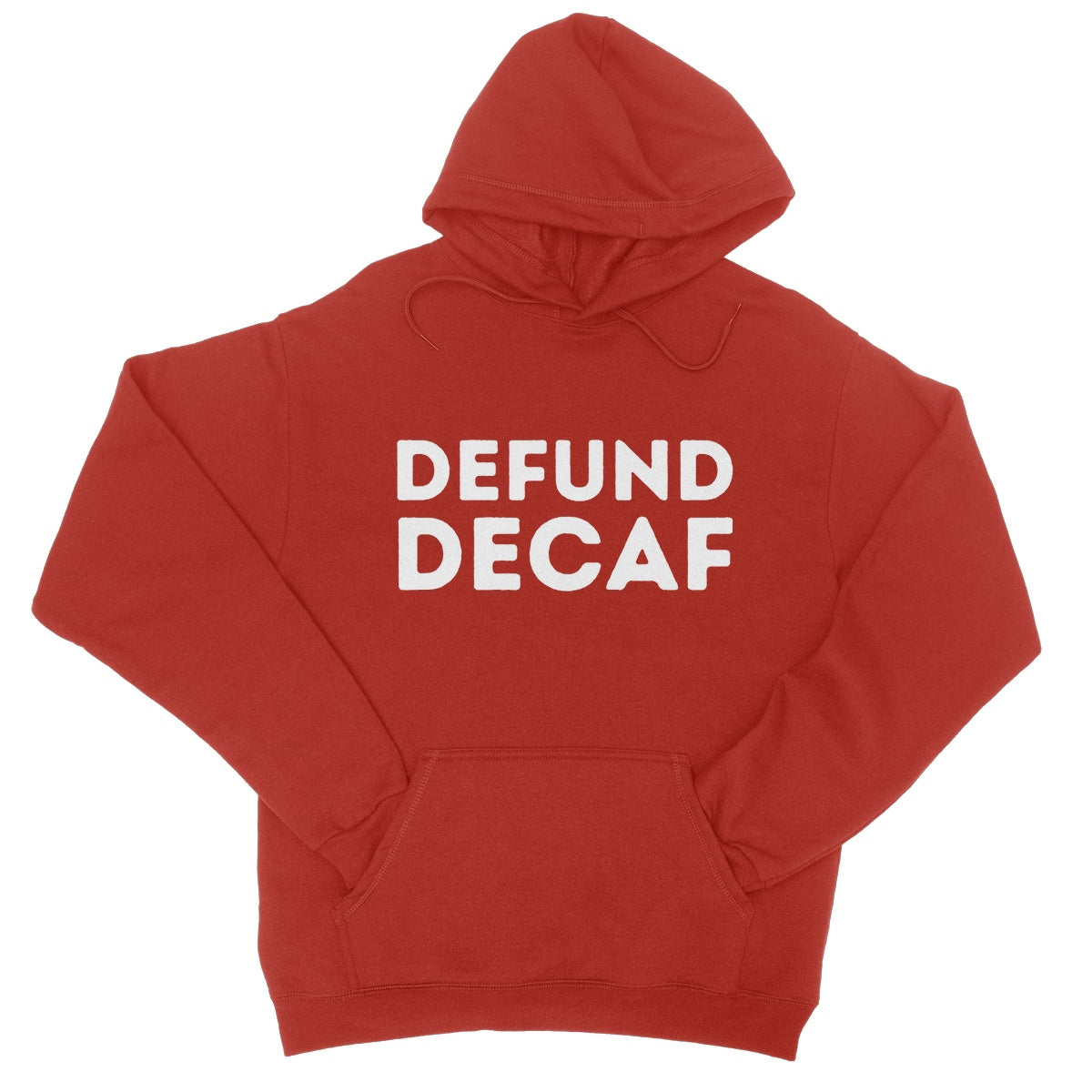 defund decaf hoodie red