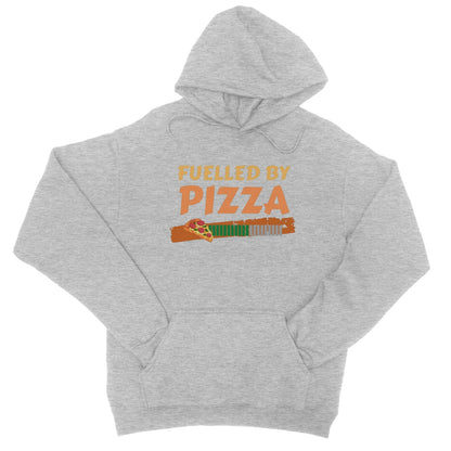 Fuelled By Pizza Hoodie - Heather Grey - Funny Hoodie