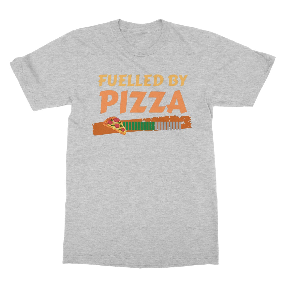 fuelled by pizza t shirt grey