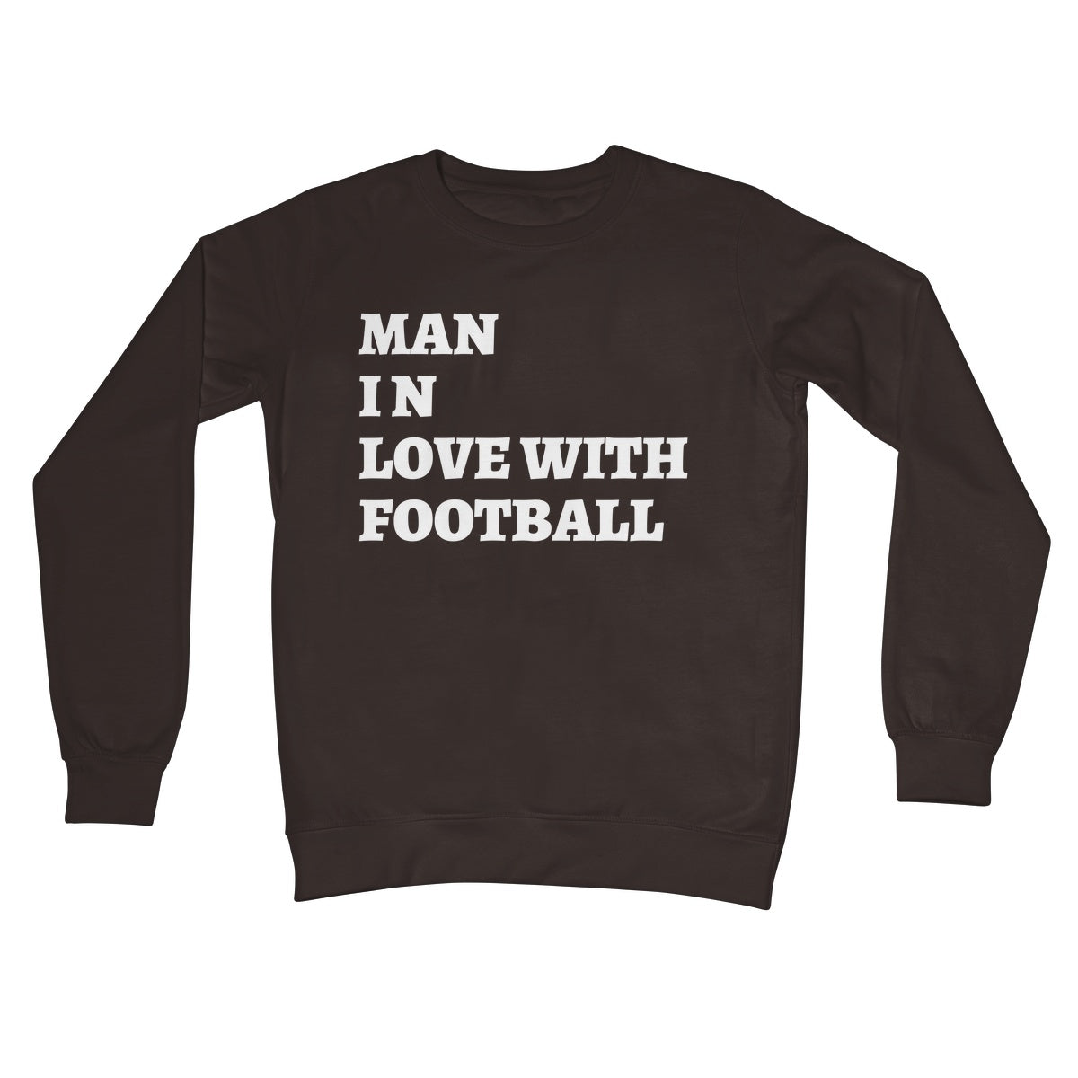 man in love with football jumper brown