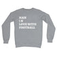 man in love with football jumper grey