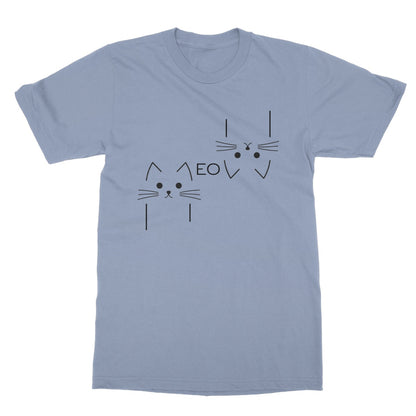 Meow Outline T-Shirt - Light Blue - Funny T-Shirt