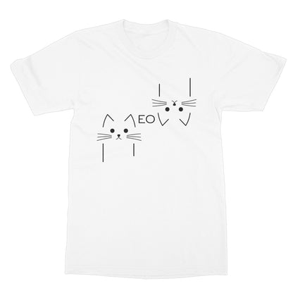 Meow Outline T-Shirt - White - Funny T-Shirt