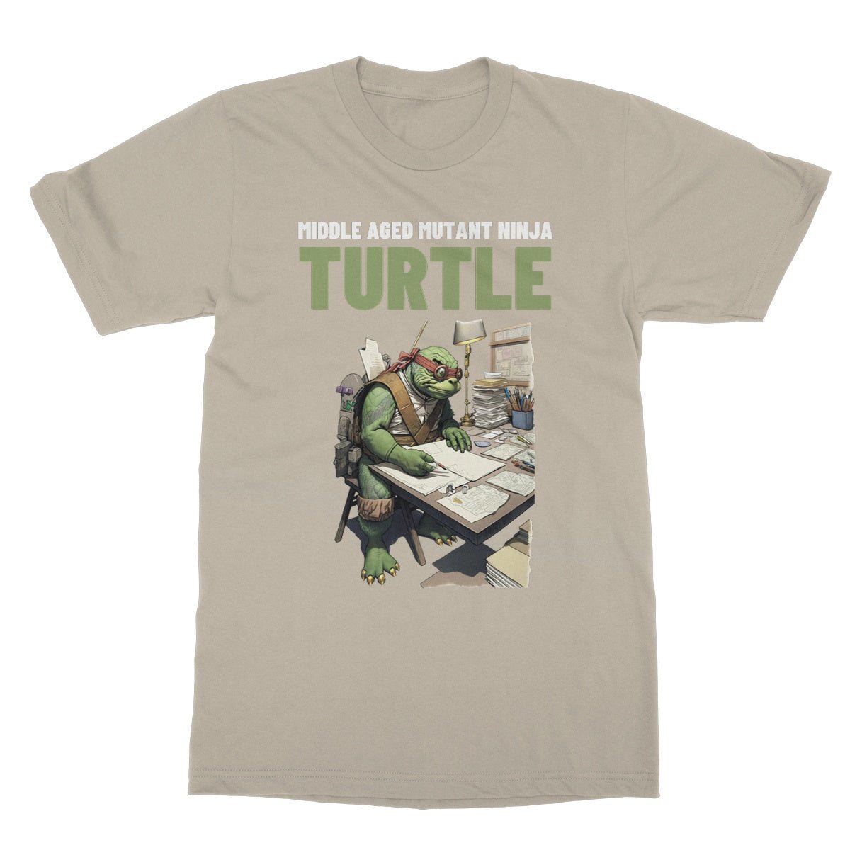 Middle Aged Mutant Ninja Turtle T-Shirt - Sand - Funny T-Shirt