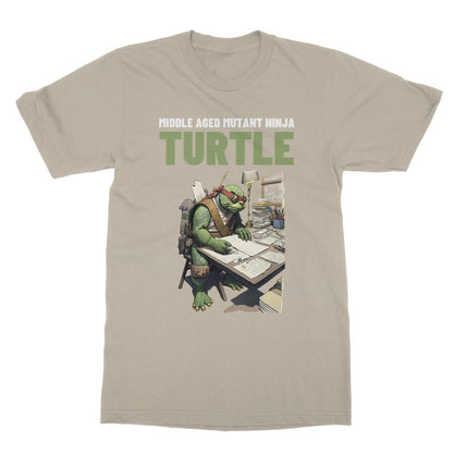 Middle Aged Mutant Ninja Turtle T-Shirt - Sand - Funny T-Shirt