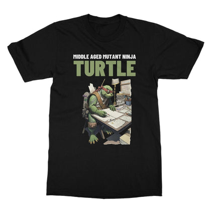 Middle Aged Mutant Ninja Turtle T-Shirt - Black - Funny T-Shirt