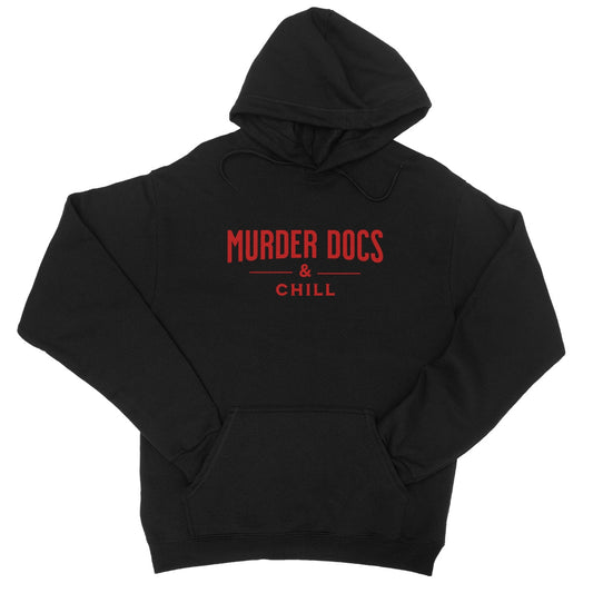 murder docs and chill hoodie black